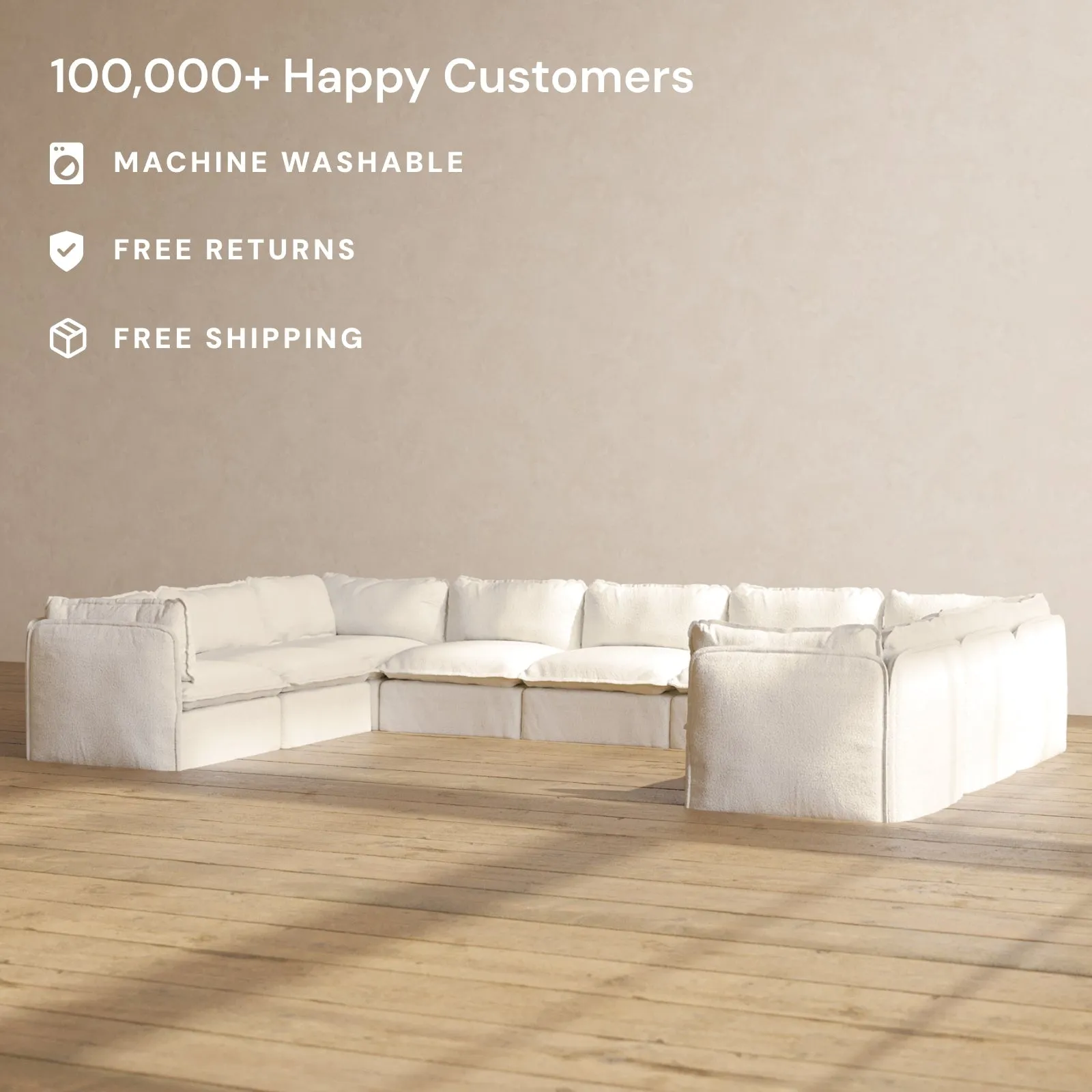 Modular Performance 9-Seater U-Sectional in Mousse | Relaxed Blend