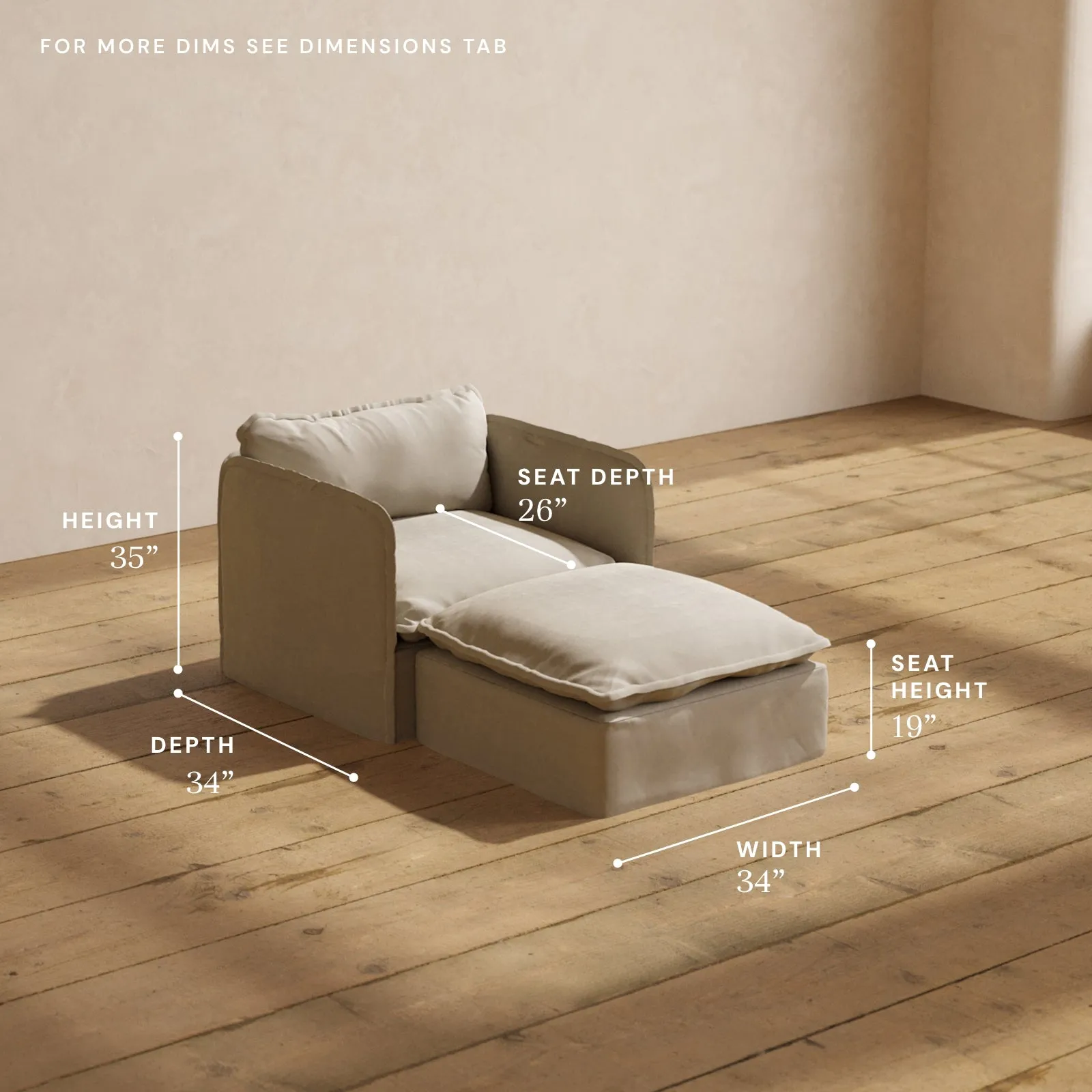 Modular Performance Chaise Armchair in Dune | Deluxe Blend