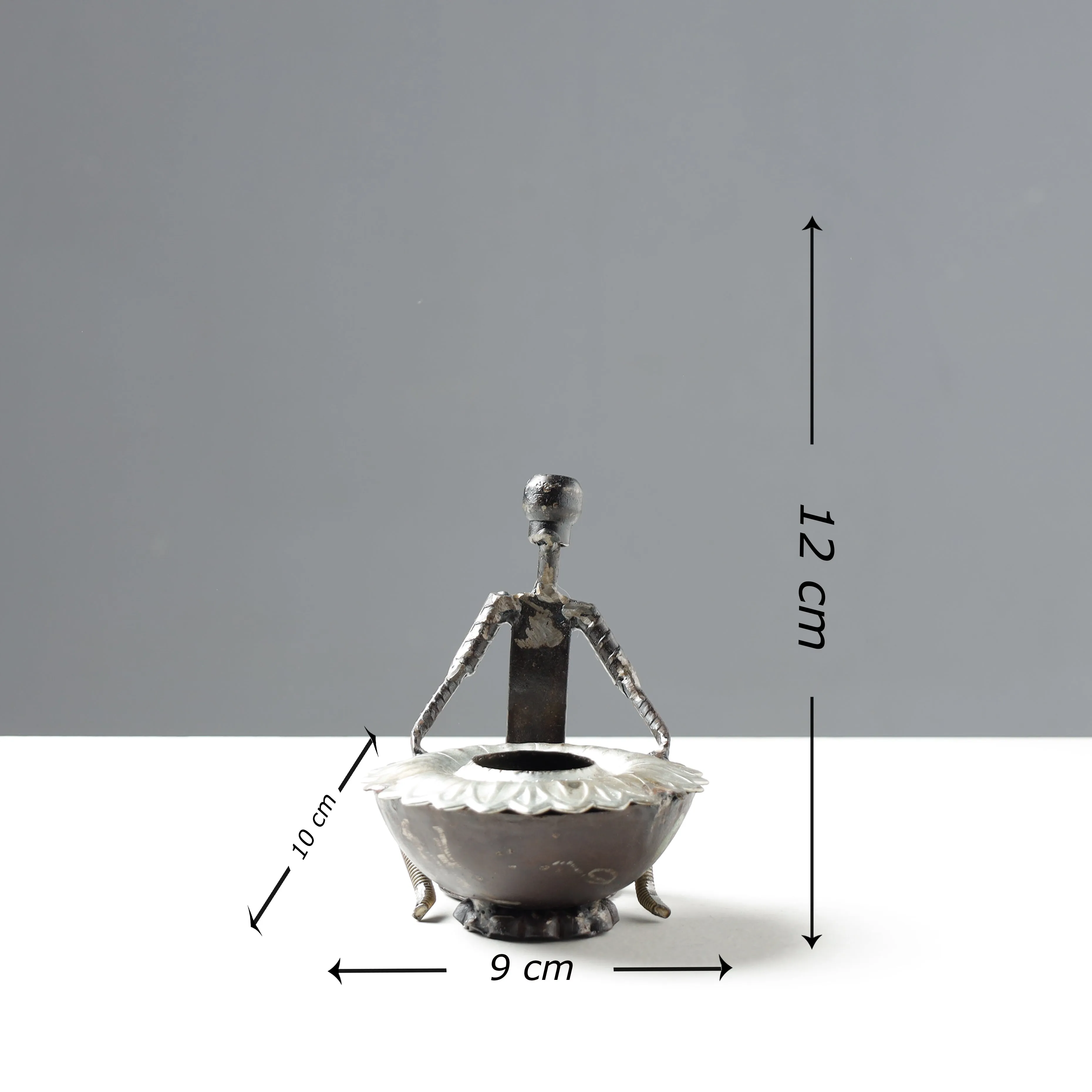 Mother & Ashtray - Handmade Recycled Metal Sculpture by Debabrata Ruidas
