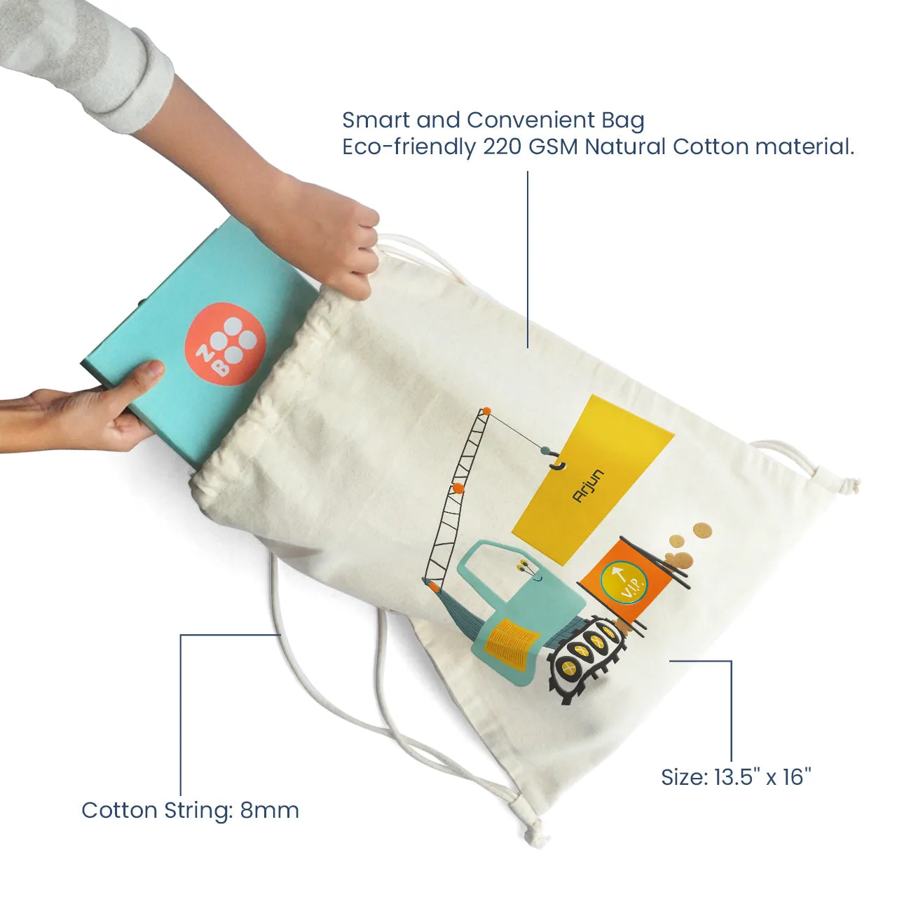 Personalised Drawstring Bag - Let's Build, Construction