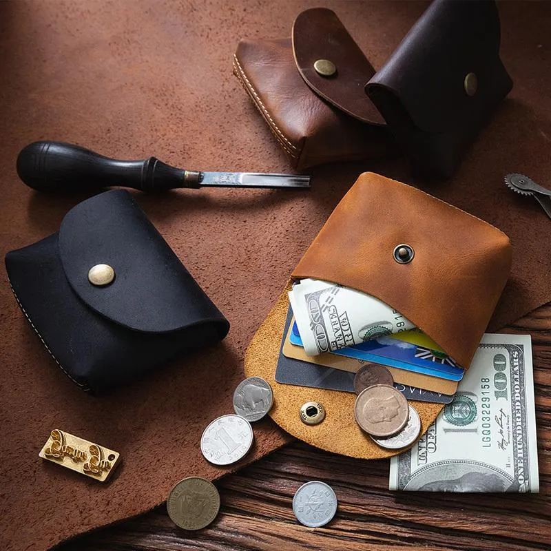 Retro Handmade Leather Small Card Wallets