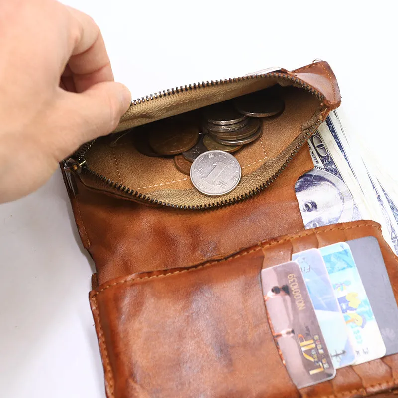 Retro Handmade Leather Zipper Card Wallets