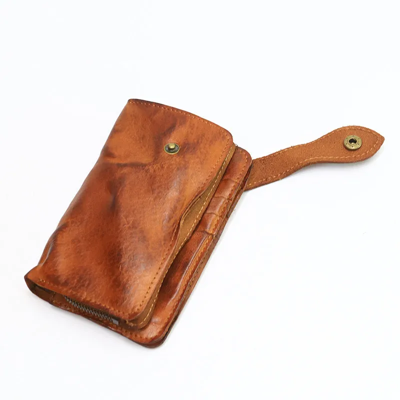 Retro Handmade Leather Zipper Card Wallets