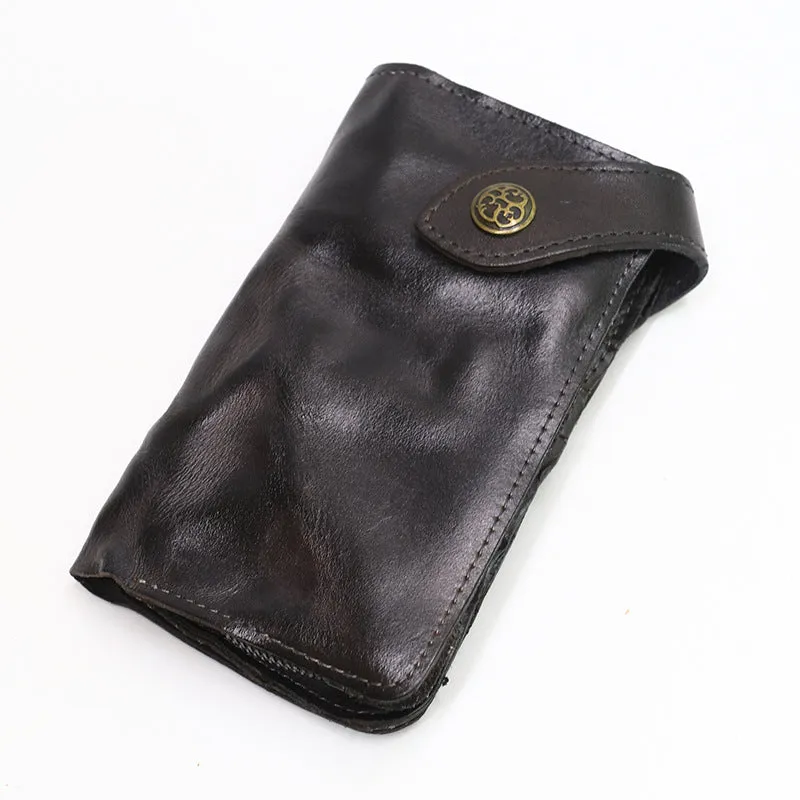 Retro Handmade Leather Zipper Card Wallets