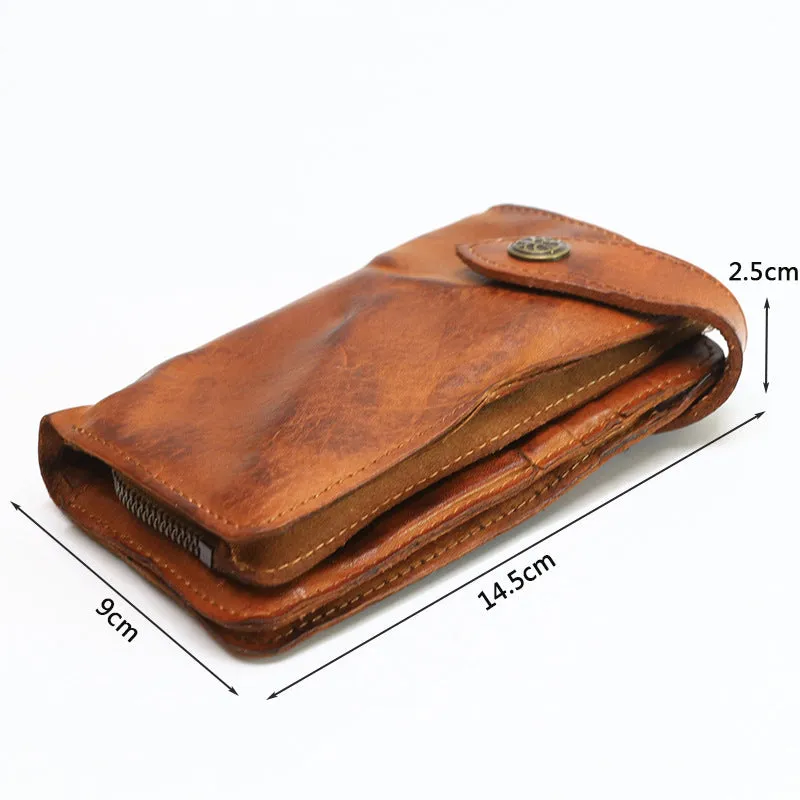 Retro Handmade Leather Zipper Card Wallets