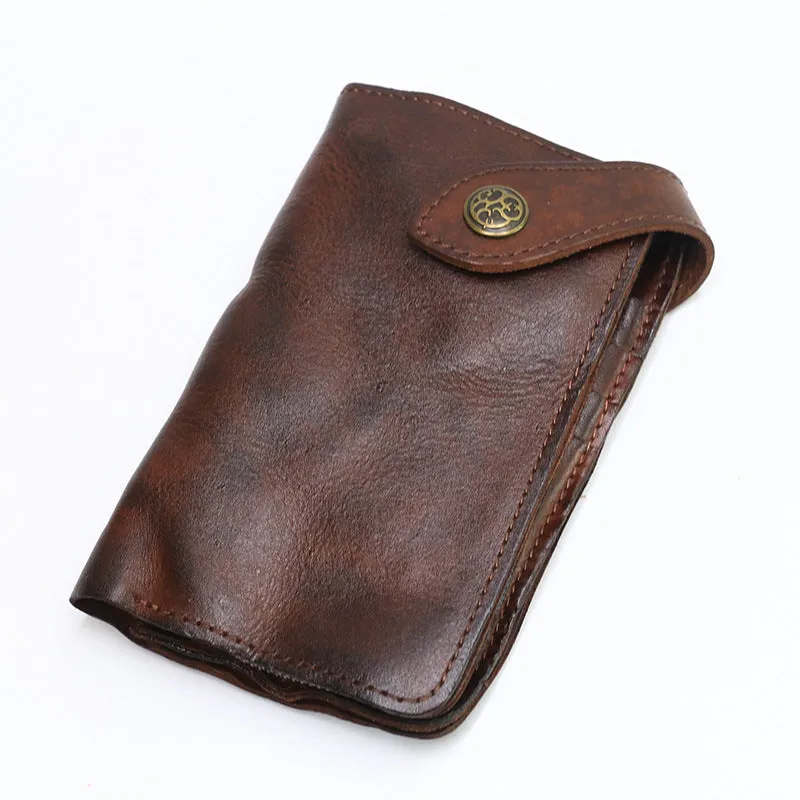 Retro Handmade Leather Zipper Card Wallets