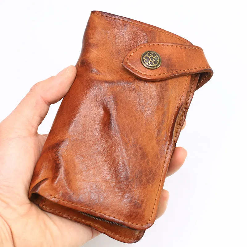 Retro Handmade Leather Zipper Card Wallets