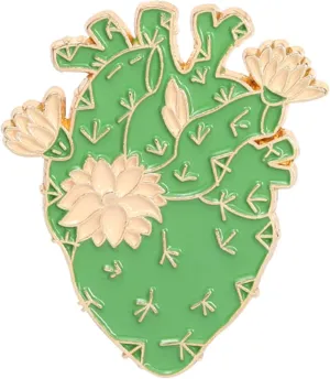 ROFARSO Cactus Heart Enamel Lapel Pin Set Cartoon Anatomical Heart Pin, Accessory for Backpacks Clothing Bags Hats Shirts
