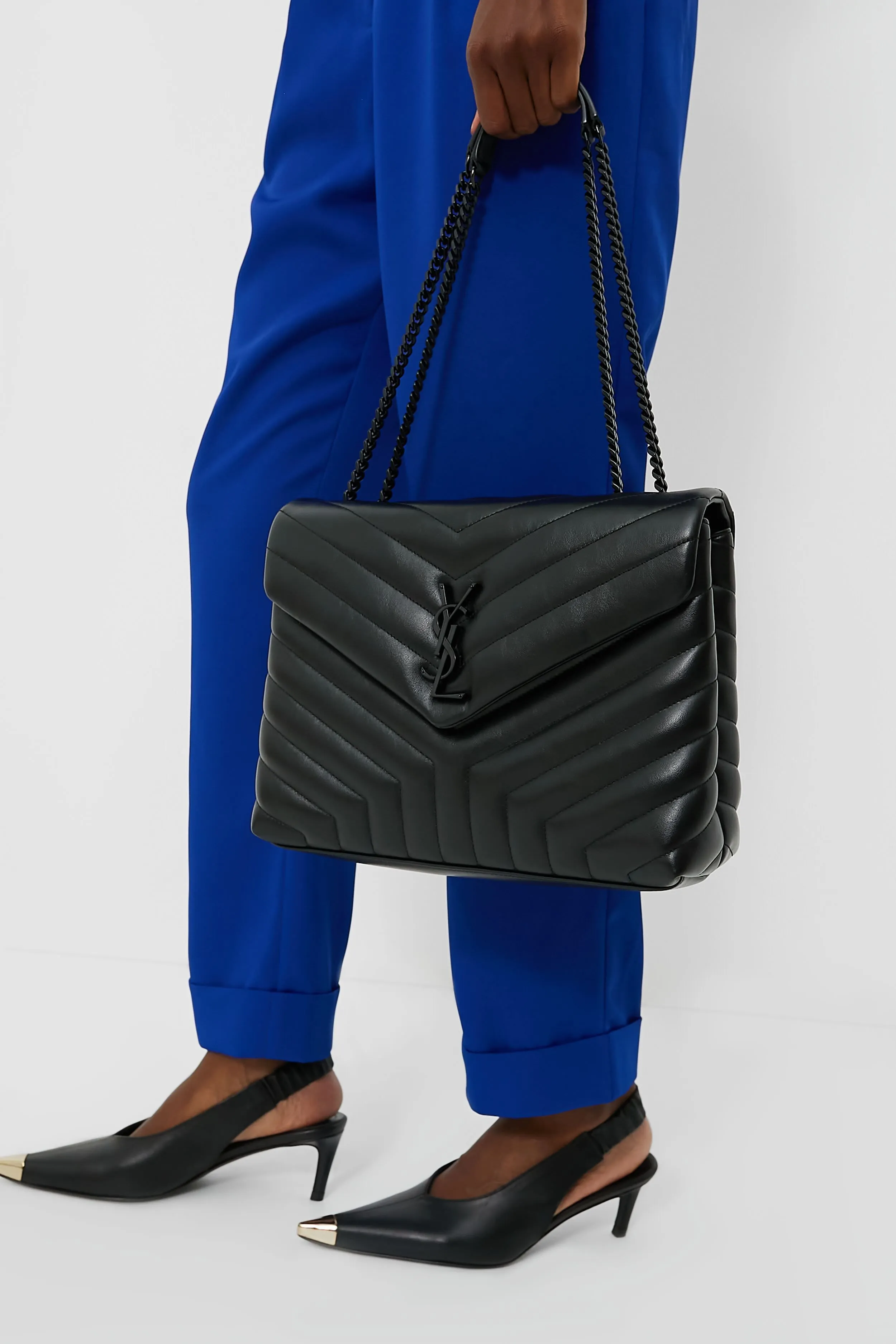 Saint Laurent Black Medium Loulou Monogramme Chain Bag