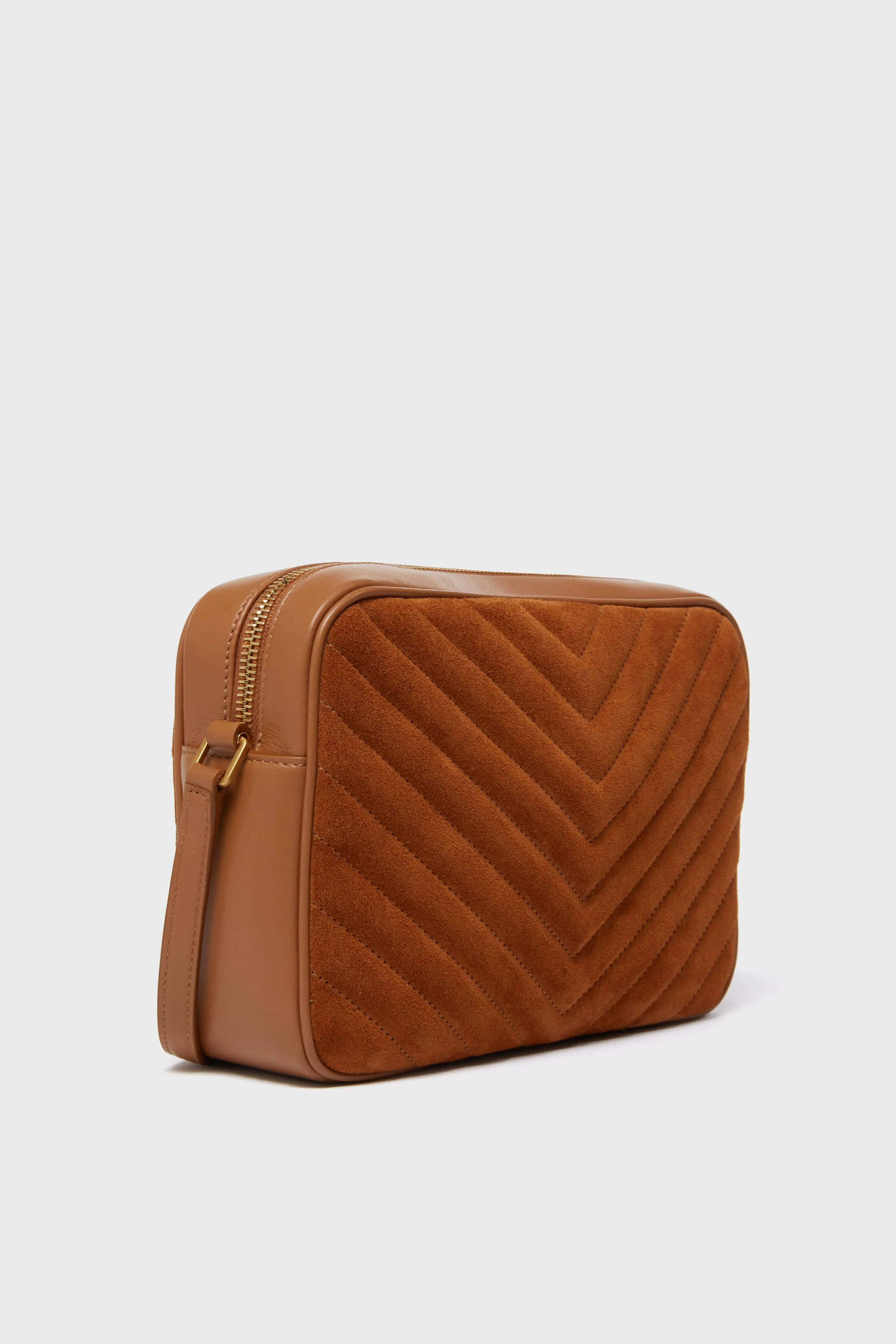 Saint Laurent Cinnamon Suede Medium Lou Satchel Bag
