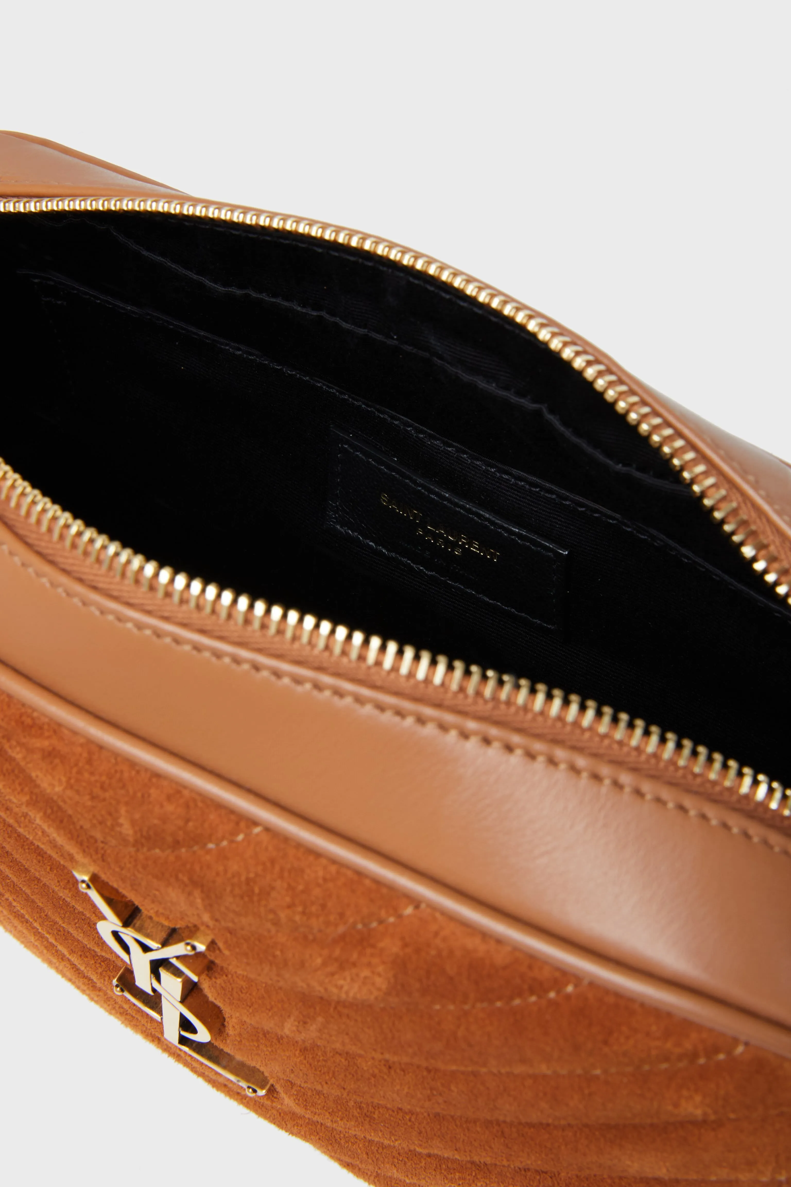 Saint Laurent Cinnamon Suede Medium Lou Satchel Bag