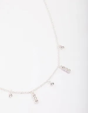 Silver Graduating Diamante Chain Necklace