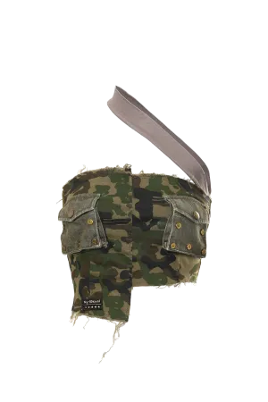 Washed Multi-Pocket Asymmetric Camouflage Bandeau
