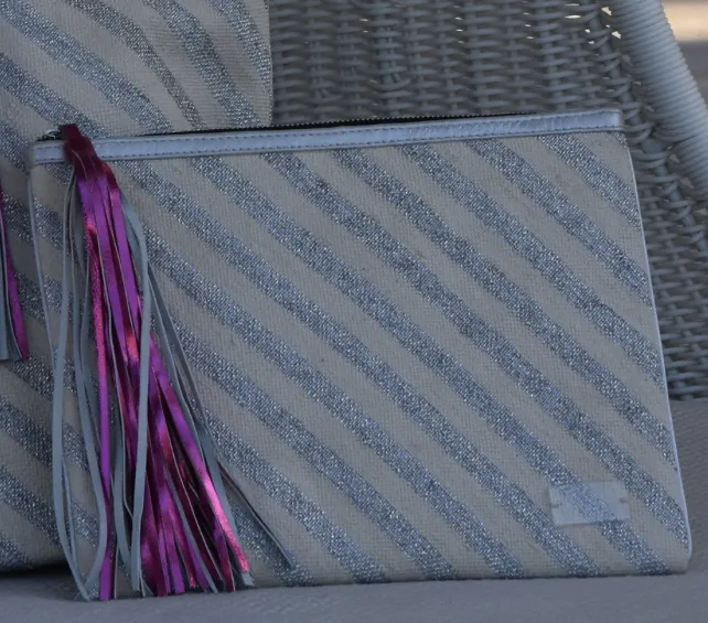 Weekend Wayfar Silver Stripes Clutch