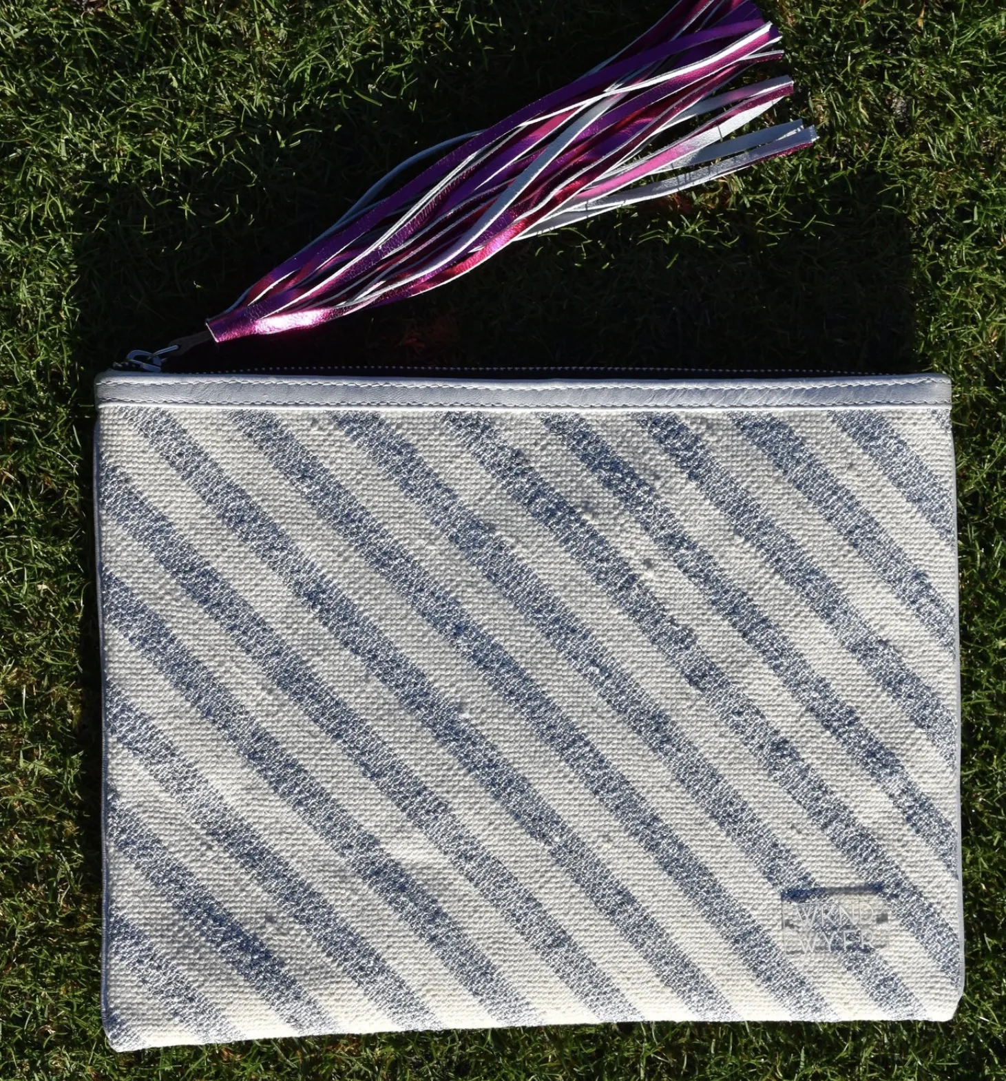 Weekend Wayfar Silver Stripes Clutch
