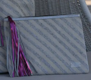 Weekend Wayfar Silver Stripes Clutch