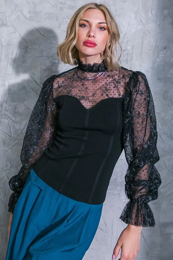 Women's Black Lace Top