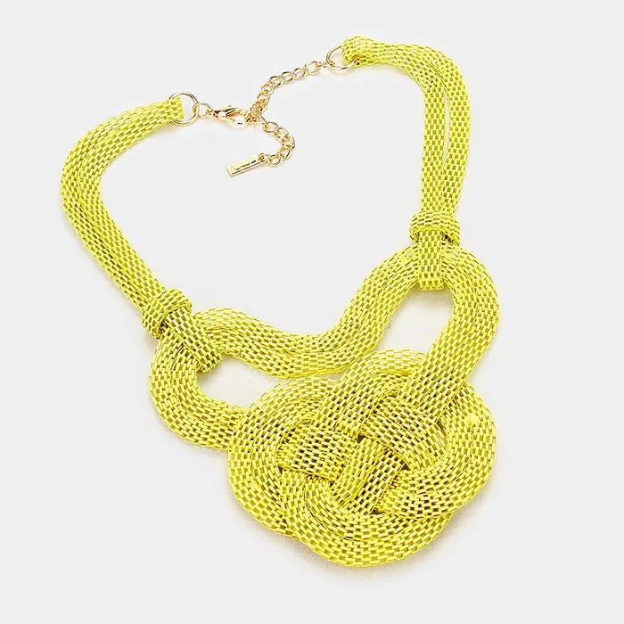 Yellow Knot Mesh Metal Necklace